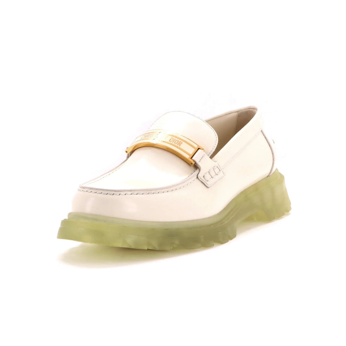 Women's Leather Code Christian Dior Loafers: Women's Leather Code Christian Dior Loafers White leather Christian Dior Code Loafers with gold hardware, featuring pristine condition and light wear throughout. Made from high-quality leather, these