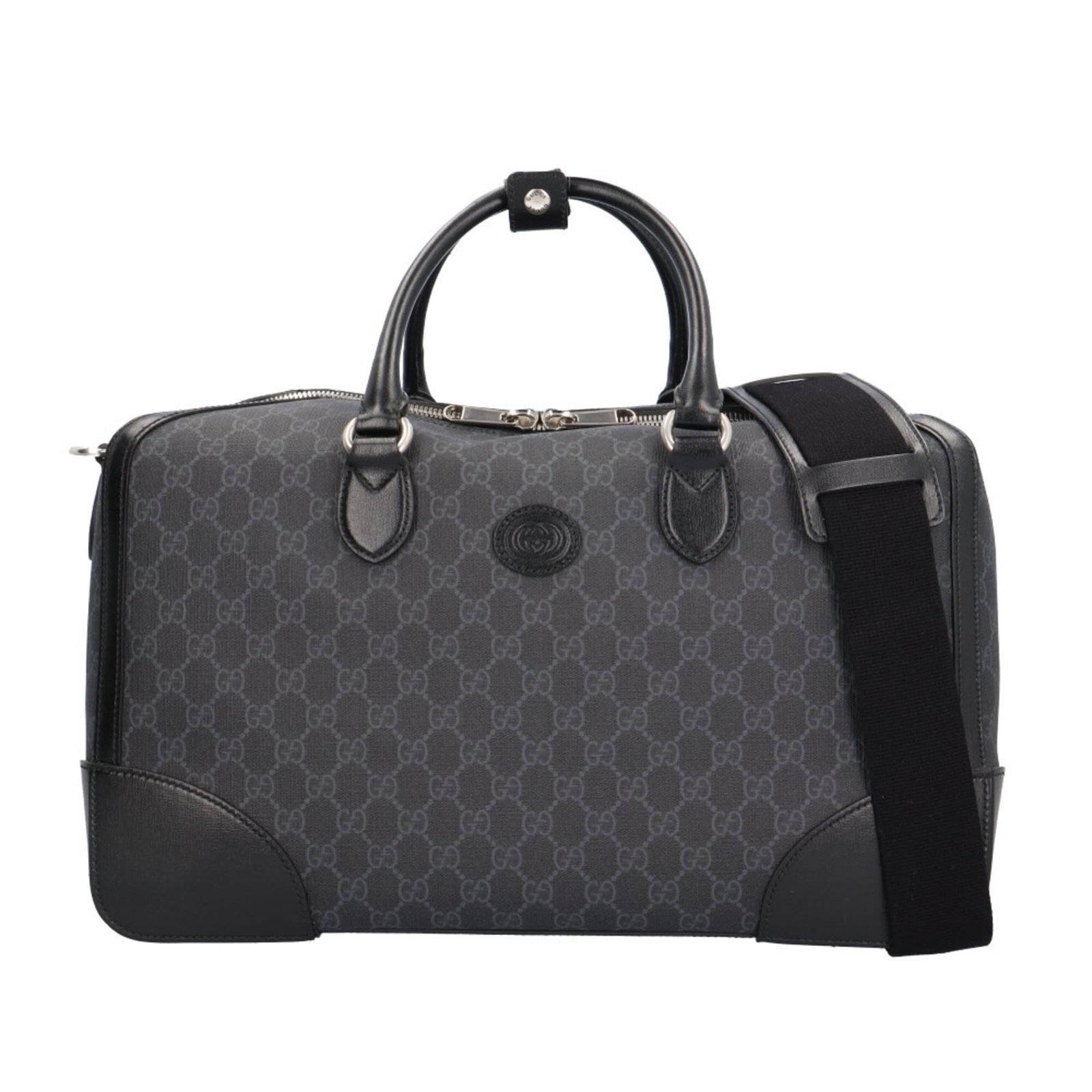 Boston Supreme Gg Bag Gucci: Boston Supreme Gg Bag Gucci Boston Supreme Gg Bag Gucci in black and gray, featuring the iconic GG Supreme material. This stylish bag measures 26cm x 42cm x 23.5cm, making it a versatile accessory