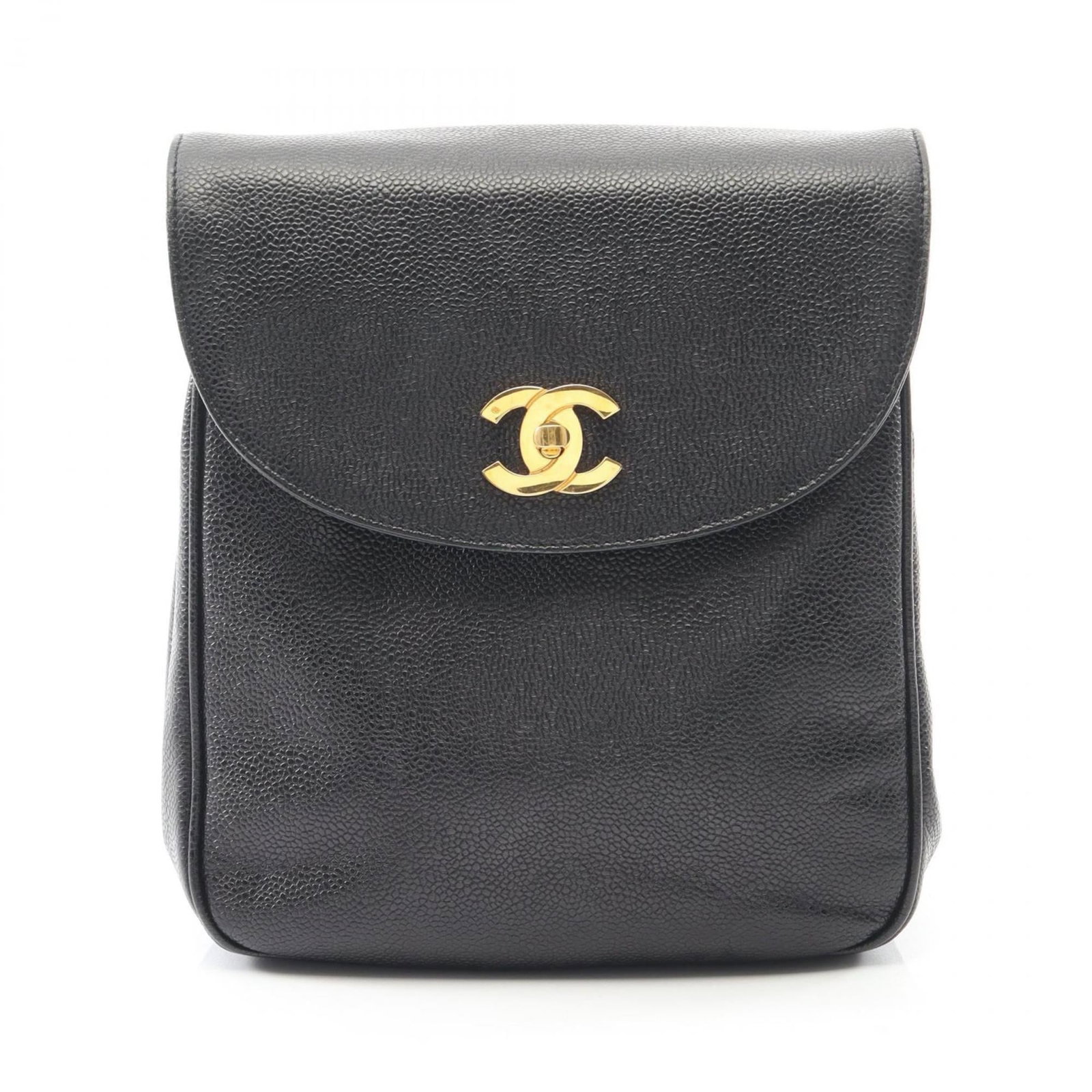 Calfskin Grained Backpack Chanel: Calfskin Grained Backpack Chanel Grained calfskin backpack in black, measuring 23cm x 20cm x 10cm. This Chanel backpack features high-quality materials and a classic design. The simple, understated st