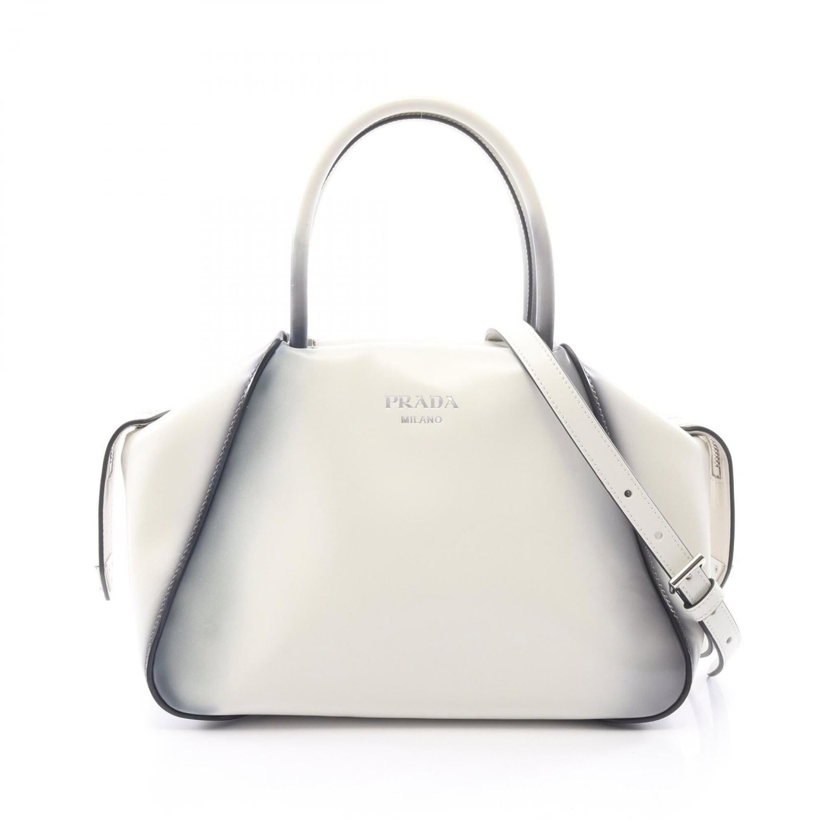 Handbag leather by Prada: Handbag leather by Prada Navy Prada handbag made from high-quality leather, featuring a classic design with a signature style. This stylish bag measures 18cm x 26cm x 13cm and comes with adjustable