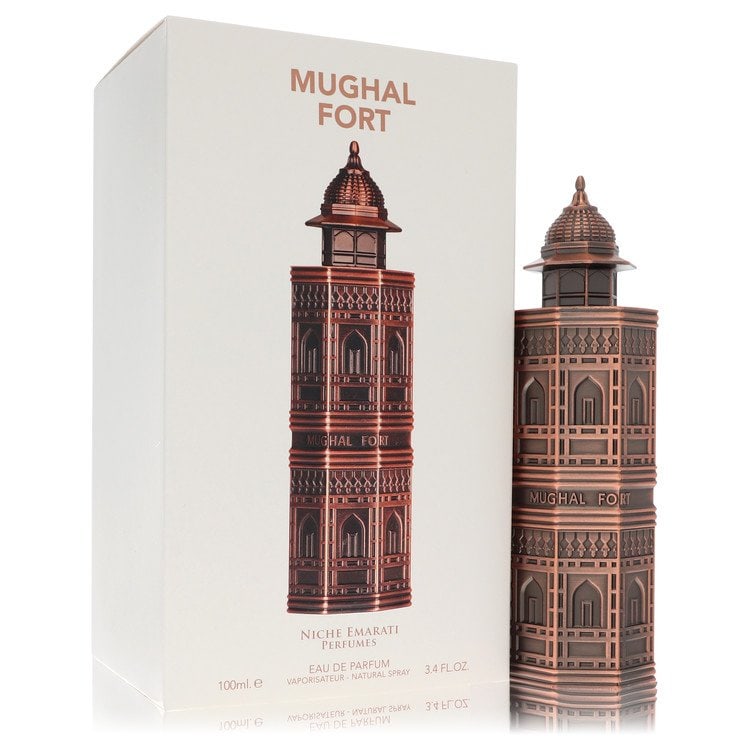 Niche Emarati Mughal Fort by Lattafa Eau De Parfum Spray (Unisex) 3.4 oz: Niche Emarati Mughal Fort by Lattafa Eau De Parfum Spray (Unisex) 3.4 oz Lattafa Eau De Parfum Spray, a niche fragrance from the Emarati Mughal Fort collection, offers a unique blend of scents. This