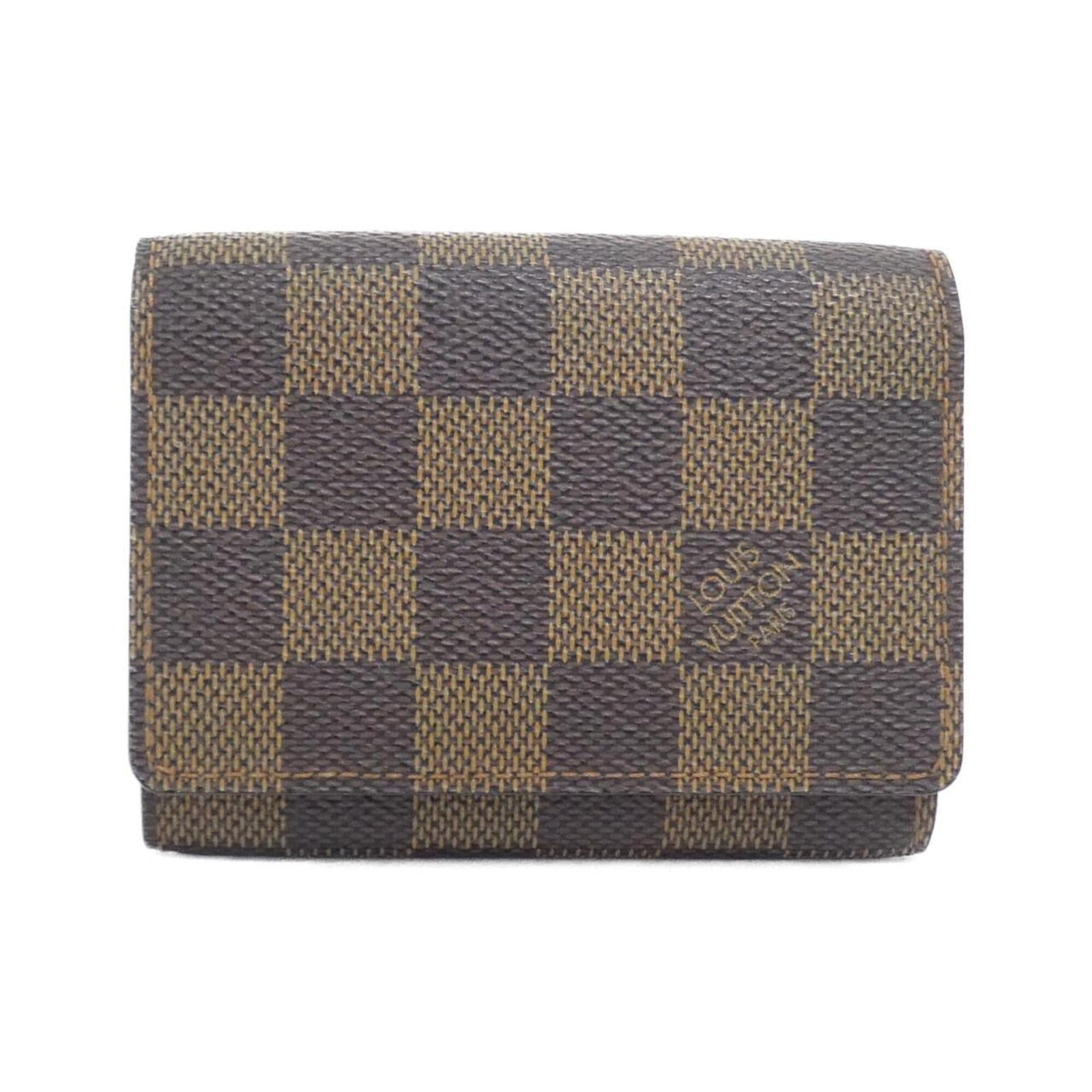 Canvas Coated Business Card Case Louis Vuitton: Canvas Coated Business Card Case Louis Vuitton Canvas Coated Business Card Case in Ebene Leather from Louis Vuitton. This stylish case features coated canvas material and measures 8cm x 11cm x 1.5cm,