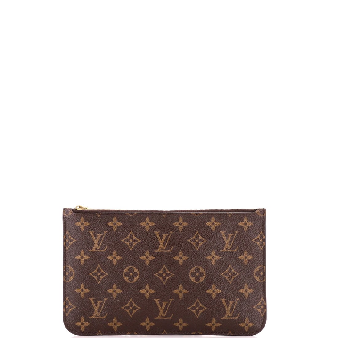 Neverfull Pochette Monogram Canvas Louis Vuitton Large: Neverfull Pochette Monogram Canvas Louis Vuitton Large The Louis Vuitton Neverfull Pochette Monogram Canvas Large features a classic brown monogram canvas exterior with gold hardware, while the