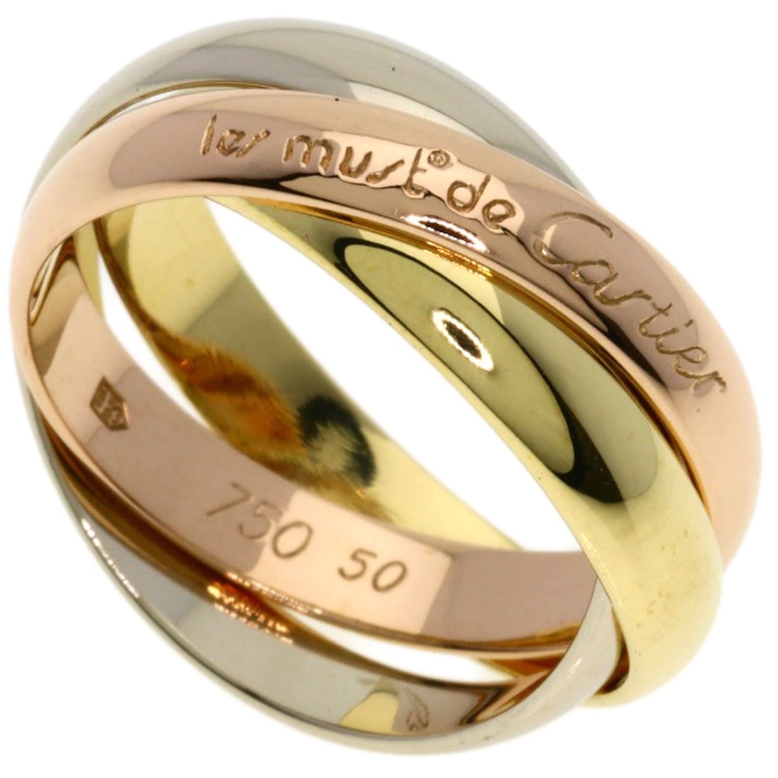 Cartier Trinity #50 Ring K18 Yellow Gold K18 White Gold: Cartier Trinity #50 Ring K18 Yellow Gold K18 White Gold Cartier Trinity #50 Ring in K18 Yellow Gold and White Gold, featuring the signature of its creator. This elegant ring showcases the purity of