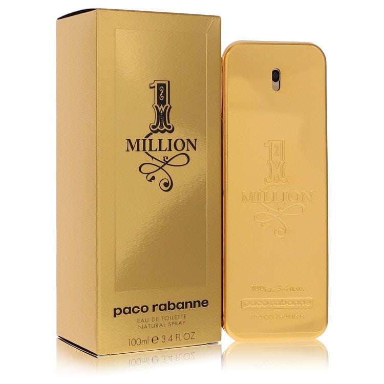 1 Million by Paco Rabanne Eau De Toilette Spray 3.4 oz: 1 Million by Paco Rabanne Eau De Toilette Spray 3.4 oz The 1 Million by Paco Rabanne Eau De Toilette Spray features notes of grapefruit, rose, cinnamon, and patchouli, with a metallic gold bottle mode