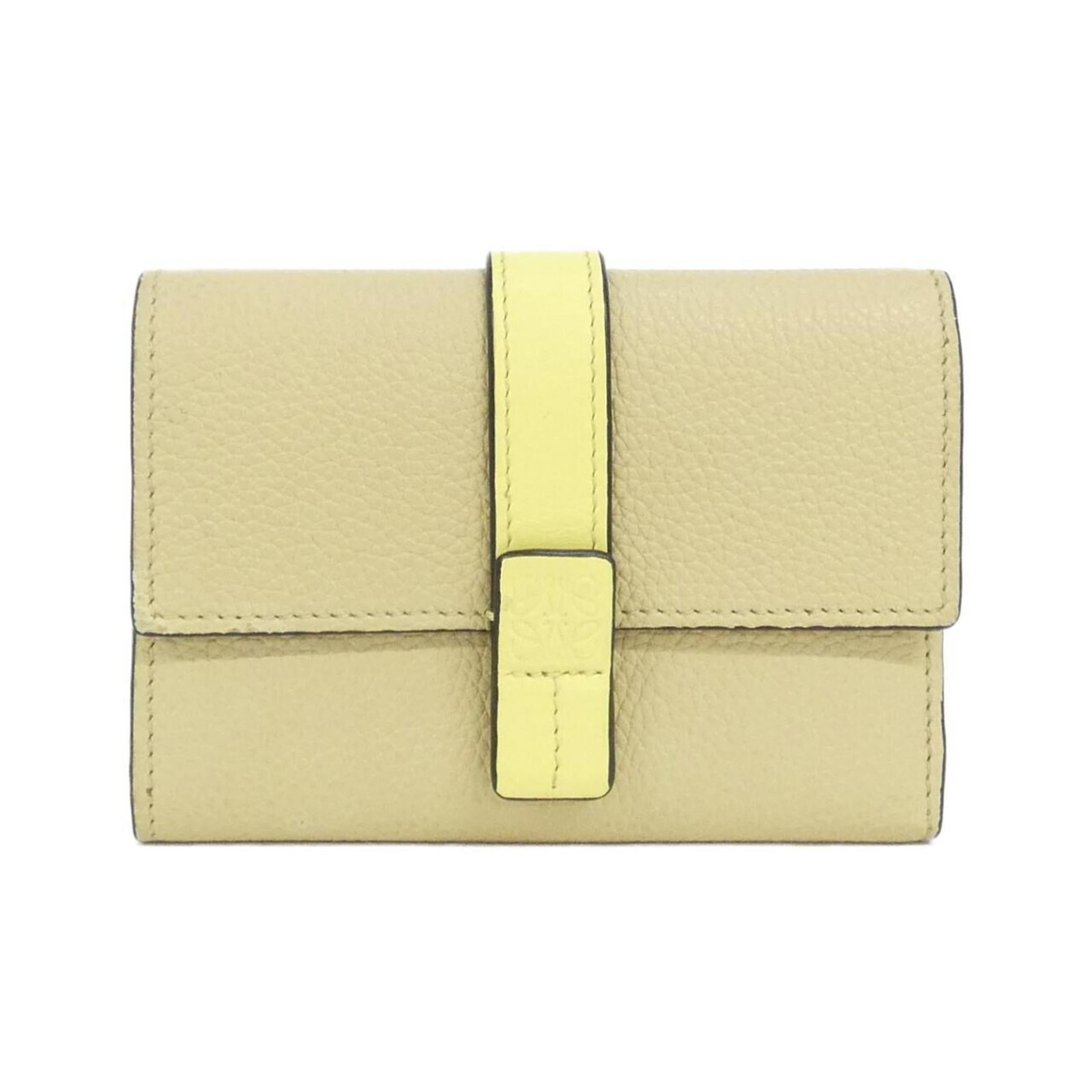 Loewe Wallet (Tri-Fold) Leather: Loewe Wallet (Tri-Fold) Leather Tri-fold leather wallet from Loewe, crafted with high-quality calfskin. Measuring 8cm x 12cm x 2cm, it offers a compact and stylish way to carry essentials. The