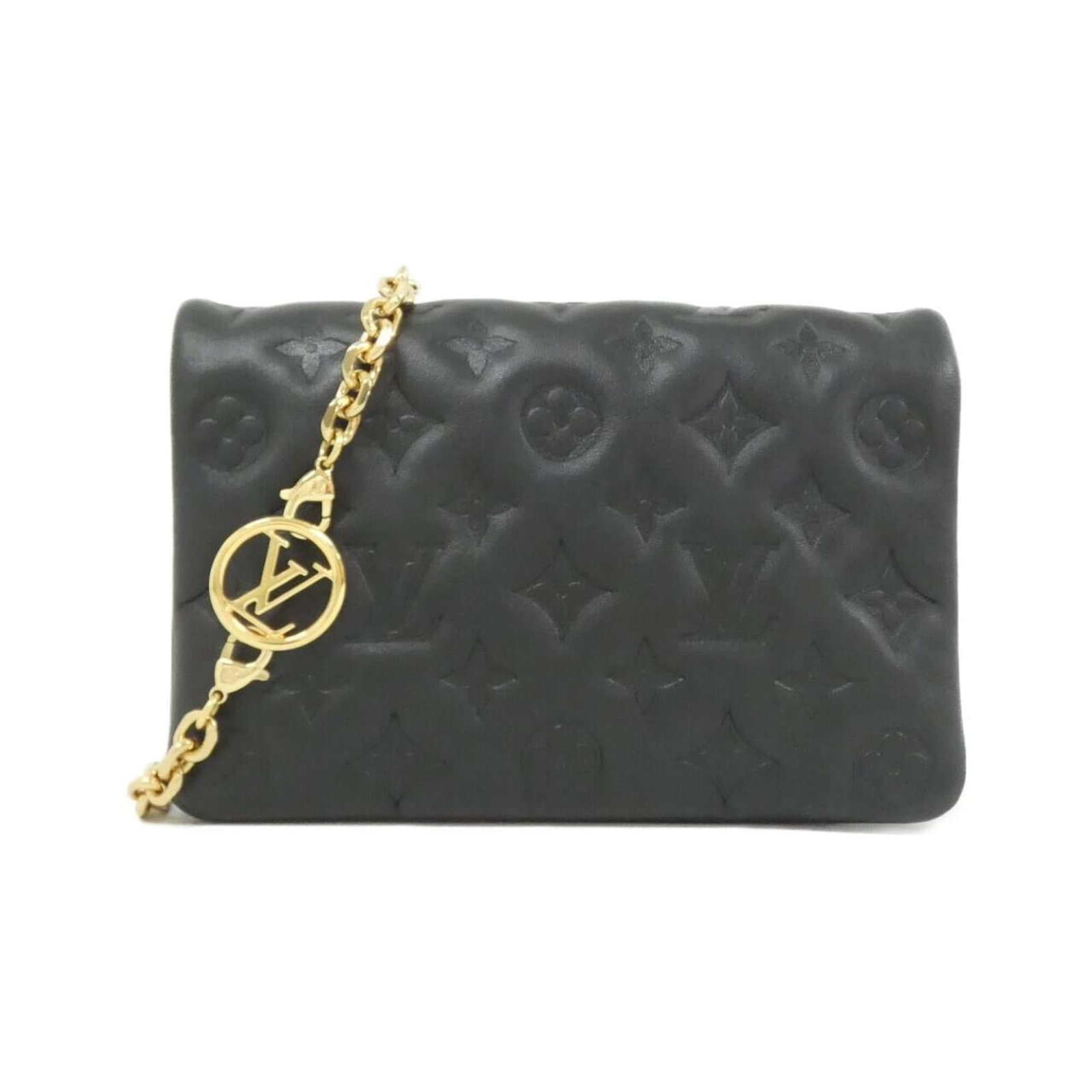 Vuitton Pochette Leather Bag Shoulder Louis: Vuitton Pochette Leather Bag Shoulder Louis The Louis Vuitton Pochette Leather Bag Shoulder in black features high-quality lamb leather and gold hardware, making it a stylish accessory for everyday us