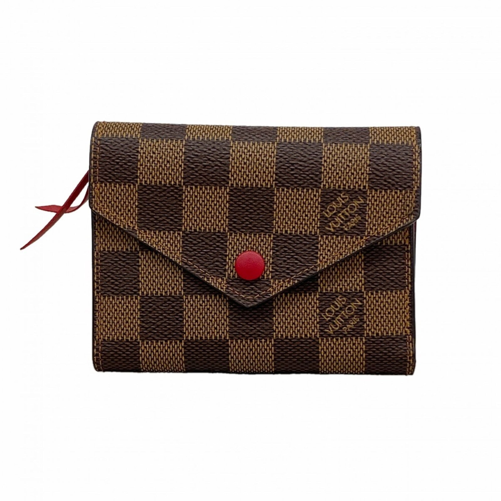 Louis Vuitton Wallet (Tri-Fold): Louis Vuitton Wallet (Tri-Fold) The Louis Vuitton tri-fold wallet boasts sleek, Ebene-colored design, measuring 9cm x 12cm x 2.5cm. Its compact size makes it a practical accessory for everyday use. Wi