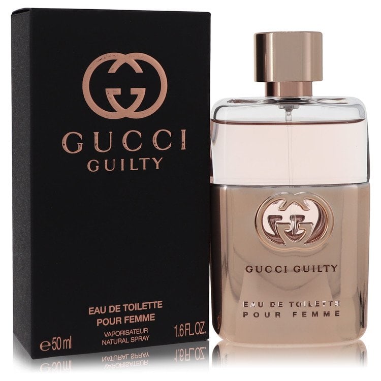 Gucci Guilty Pour Femme by Gucci Eau De Toilette Spray 1.6 oz: Gucci Guilty Pour Femme by Gucci Eau De Toilette Spray 1.6 oz Bergamot orange, pink pepper and mandora top notes create a mysterious, contemporary fragrance as an ode to modern femininity. Gucci