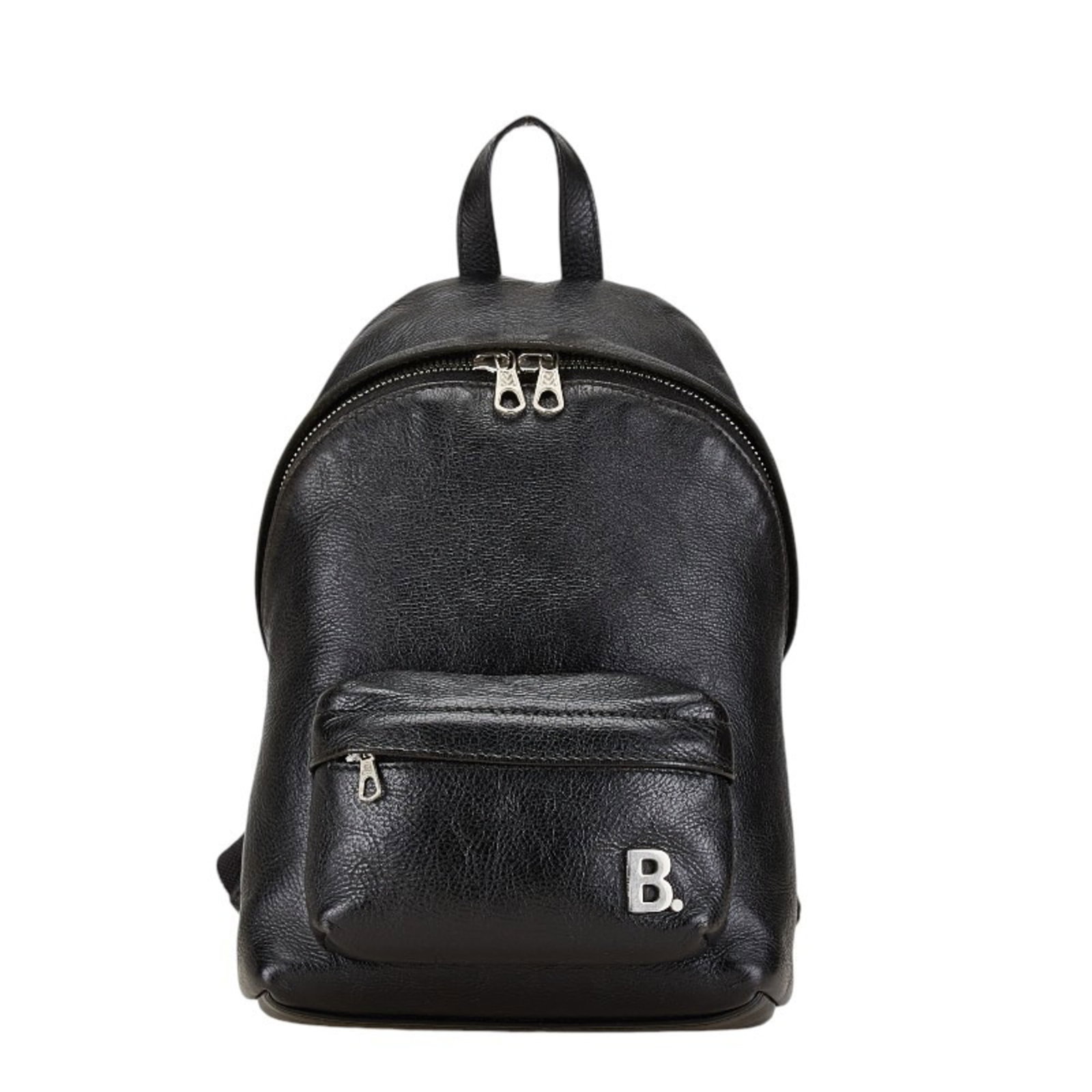Backpack leather by Balenciaga: Backpack leather by Balenciaga Black leather backpack by Balenciaga, measuring 26cm x 18cm x 7cm. This stylish and compact bag features high-quality leather construction. A sleek and sophisticated