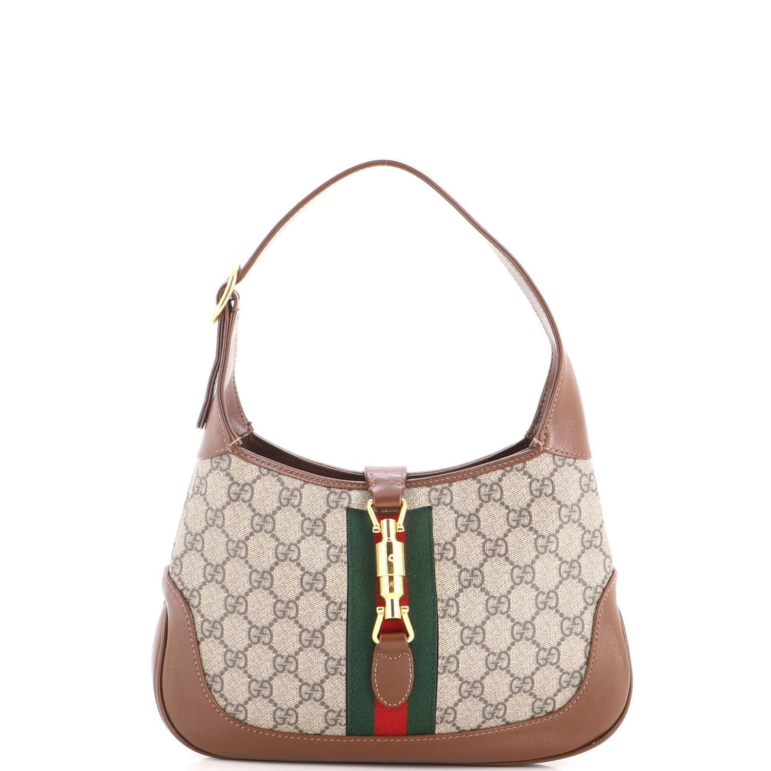 Coated canvas small hobo gucci jackie 1961: Coated canvas small hobo gucci jackie 1961 The Gucci Jackie 1961 Hobo features a unique combination of canvas and coated leather, with a classic brown color that exudes timeless elegance. Measuring