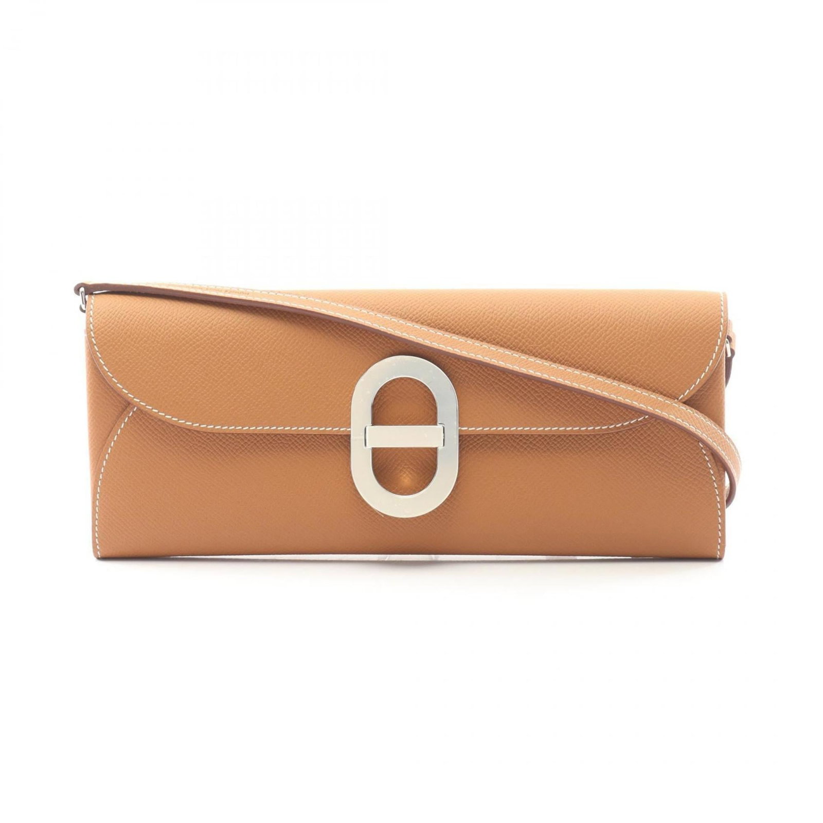Hermes Shoulder Bag Epsom Leather: Hermes Shoulder Bag Epsom Leather Epsom leather craftsmanship shines in this classic Hermes shoulder bag, boasting a timeless brown hue and sleek dimensions. With its understated design and compact