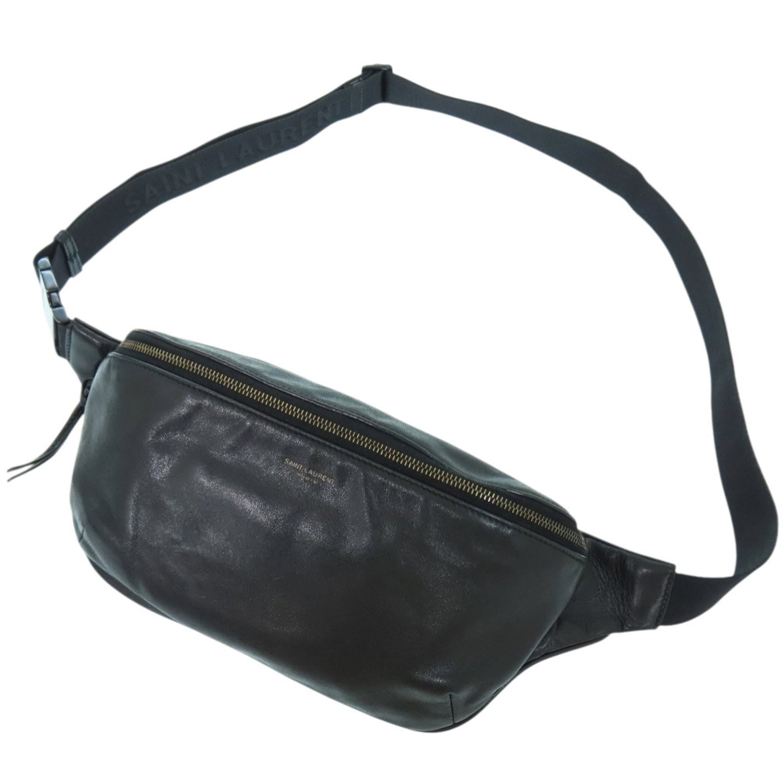 Saint Laurent Yves Fanny Pack Sling Leather Bag: Saint Laurent Yves Fanny Pack Sling Leather Bag The Saint Laurent Yves Fanny Pack Sling Leather Bag features sleek, all-black leather construction with precise measurements at 14cm x 24cm x 8cm. This