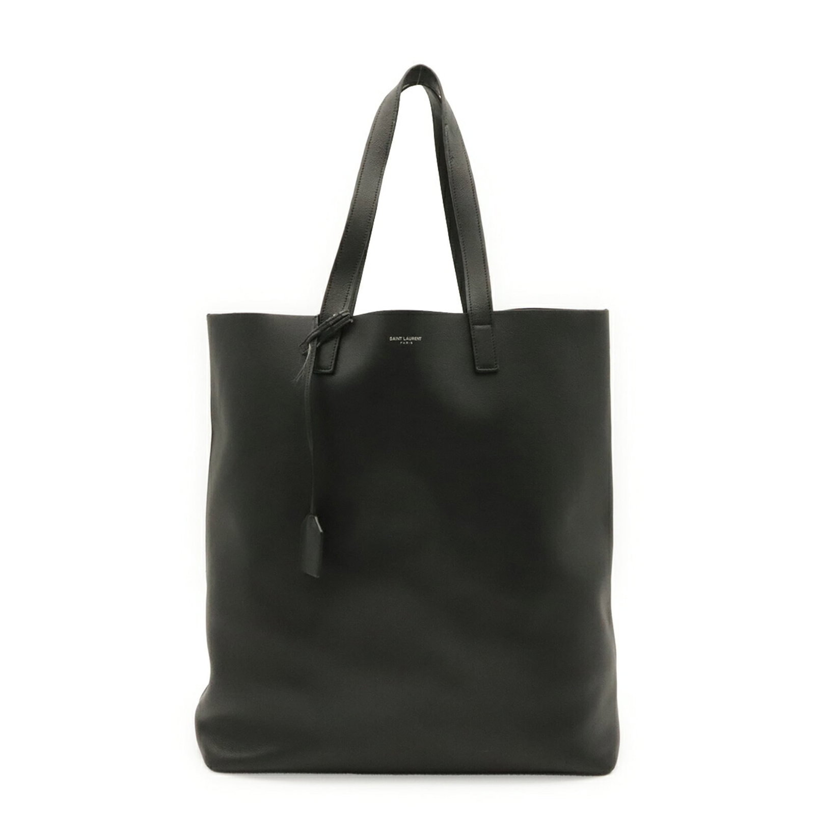 Saint Laurent Yves Tote Bag Leather: Saint Laurent Yves Tote Bag Leather Black leather tote bag from Yves Saint Laurent, measuring 39cm x 33.5cm x 13.5cm, with a classic design and structured shape. The bag's sleek black color and