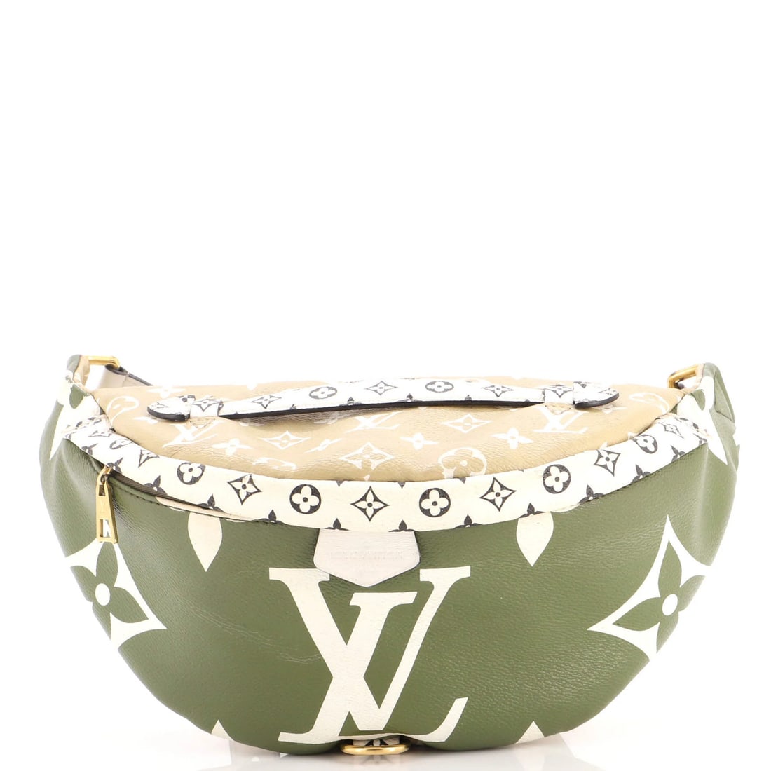 Vuitton Giant Colored Bag Bum Limited Edition Monogram Louis: Vuitton Giant Colored Bag Bum Limited Edition Monogram Louis Canvas Coated Giant Bum Bag with Green Monogram in Excellent Condition. This Limited Edition Vuitton bag boasts a striking green exterior,