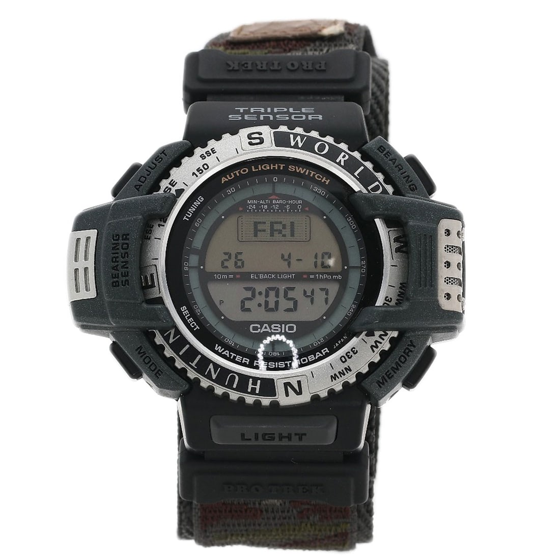 Hunting watches collaboration nylon resin world trek pro prt 40hwj: Hunting watches collaboration nylon resin world trek pro prt 40hwj The CASIO Hunting Watches collaboration nylon resin world trek pro prt 40hwj features a sleek silver design with digital display and