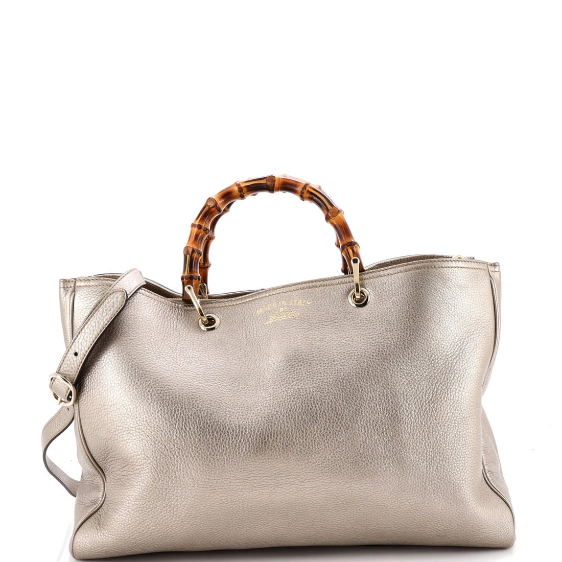 Gucci Bamboo Shopper Tote Leather Large: Gucci Bamboo Shopper Tote Leather Large Gucci Bamboo Shopper Tote Leather Large, a stylish and spacious tote in gold leather, features a neutral canvas interior and sturdy gold-tone hardware. With