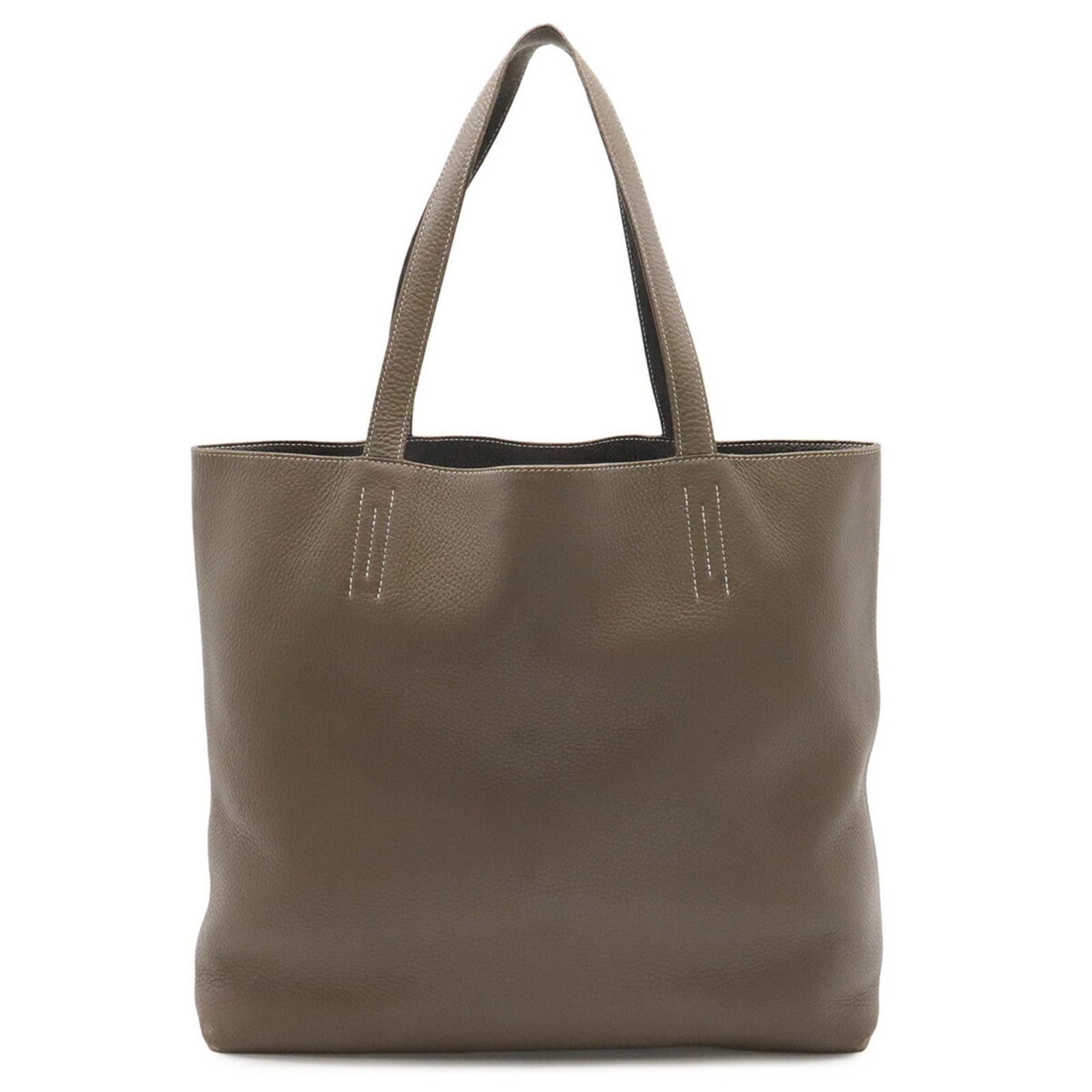 Shoulder bag leather tote bag Hermes: Shoulder bag leather tote bag Hermes Etoupe gray leather shoulder bag from Hermes, measuring 33cm x 35cm x 12.5cm, features high-quality craftsmanship and timeless design. This classic tote bag