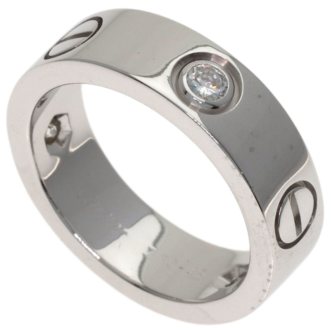 Love Cartier Ring Diamond Half White K18 Gold #49: Love Cartier Ring Diamond Half White K18 Gold #49 K18 White Gold Diamond Ring with Silver Metal Exterior, Featuring a Main Stone and Available in Size 5(US). This Cartier Ring Boasts a Half White K18 