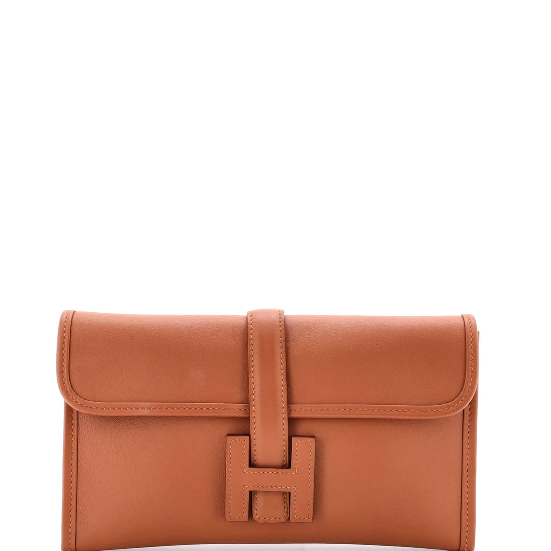 Swift Hermes Duo Jige Clutch: Swift Hermes Duo Jige Clutch The Swift Hermes Duo Jige Clutch is a stunning brown leather handbag with Palladium hardware, featuring a classic design and exceptional craftsmanship. Measuring 5" in hei