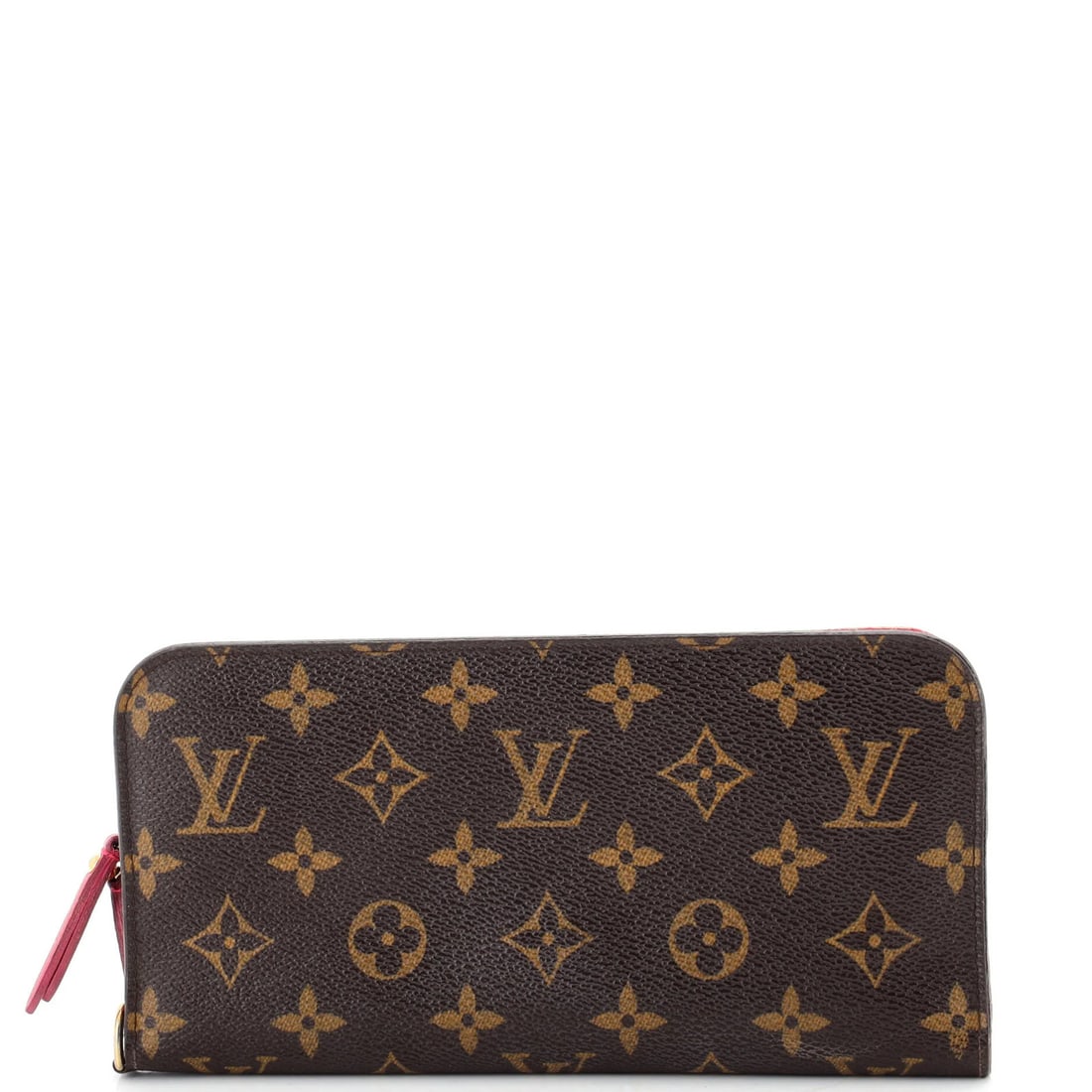 Canvas monogram wallet insolite Louis Vuitton: Canvas monogram wallet insolite Louis Vuitton Canvas monogram wallet Insolite Louis Vuitton in brown, featuring a canvas coated exterior with moderate wear and heavy cracking. The interior boasts