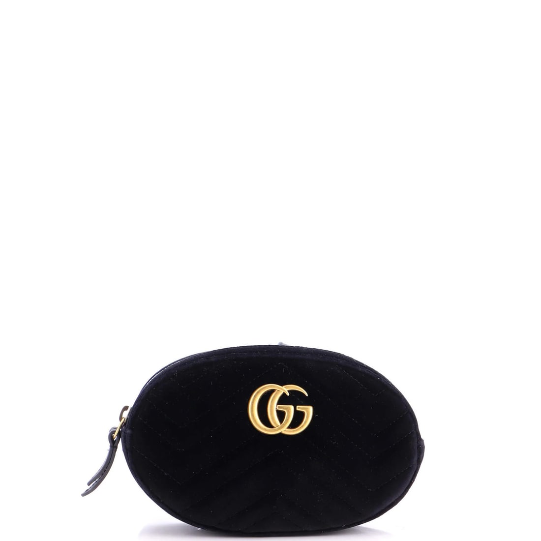 Gucci Matelasse Velvet Belt Marmont GG Bag: Gucci Matelasse Velvet Belt Marmont GG Bag Black Gucci Matelasse Velvet Belt Marmont GG Bag with satin pink interior and gold hardware, featuring scuffs on exterior, minor creases on straps, and a