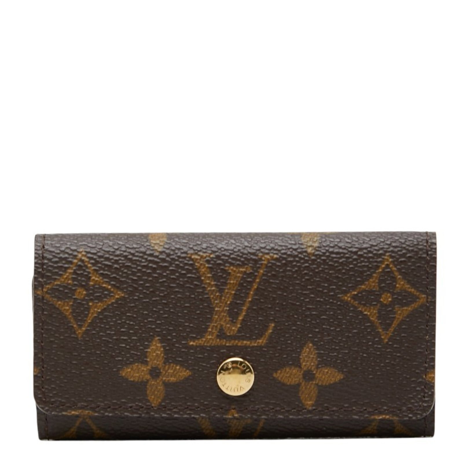 Keycase by Louis Vuitton: Keycase by Louis Vuitton Keycase by Louis Vuitton, crafted in rich brown leather with precise dimensions. This compact keychain case measures 5.5cm x 10.5cm x 1.5cm and features the iconic Louis Vuitt
