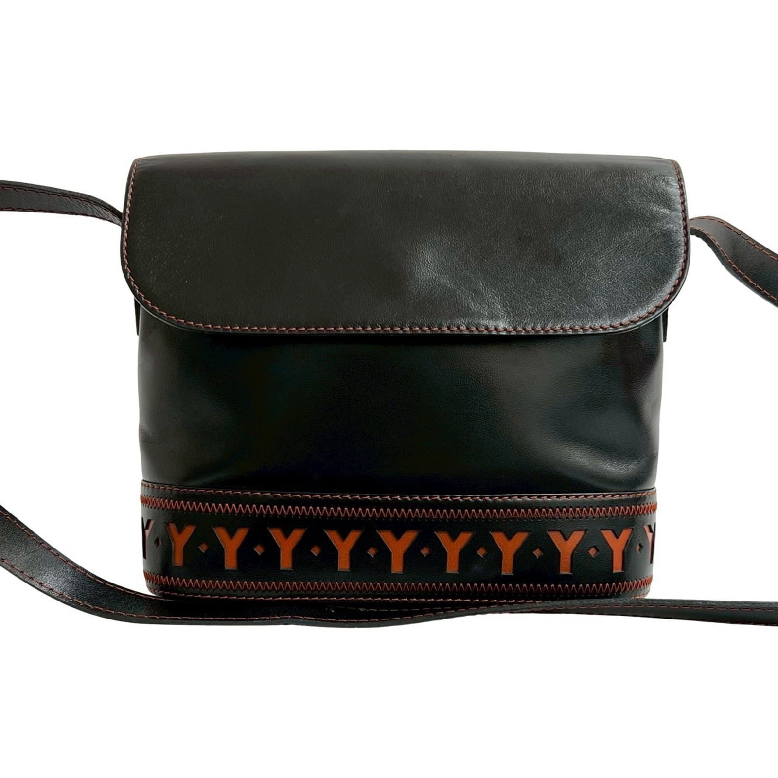 Saint Laurent Yves Leather Bag Shoulder: Saint Laurent Yves Leather Bag Shoulder Black and Brown Leather Shoulder Bag by Yves Saint Laurent. Made from high-quality leather, this shoulder bag features a sleek design with clean lines and a cla