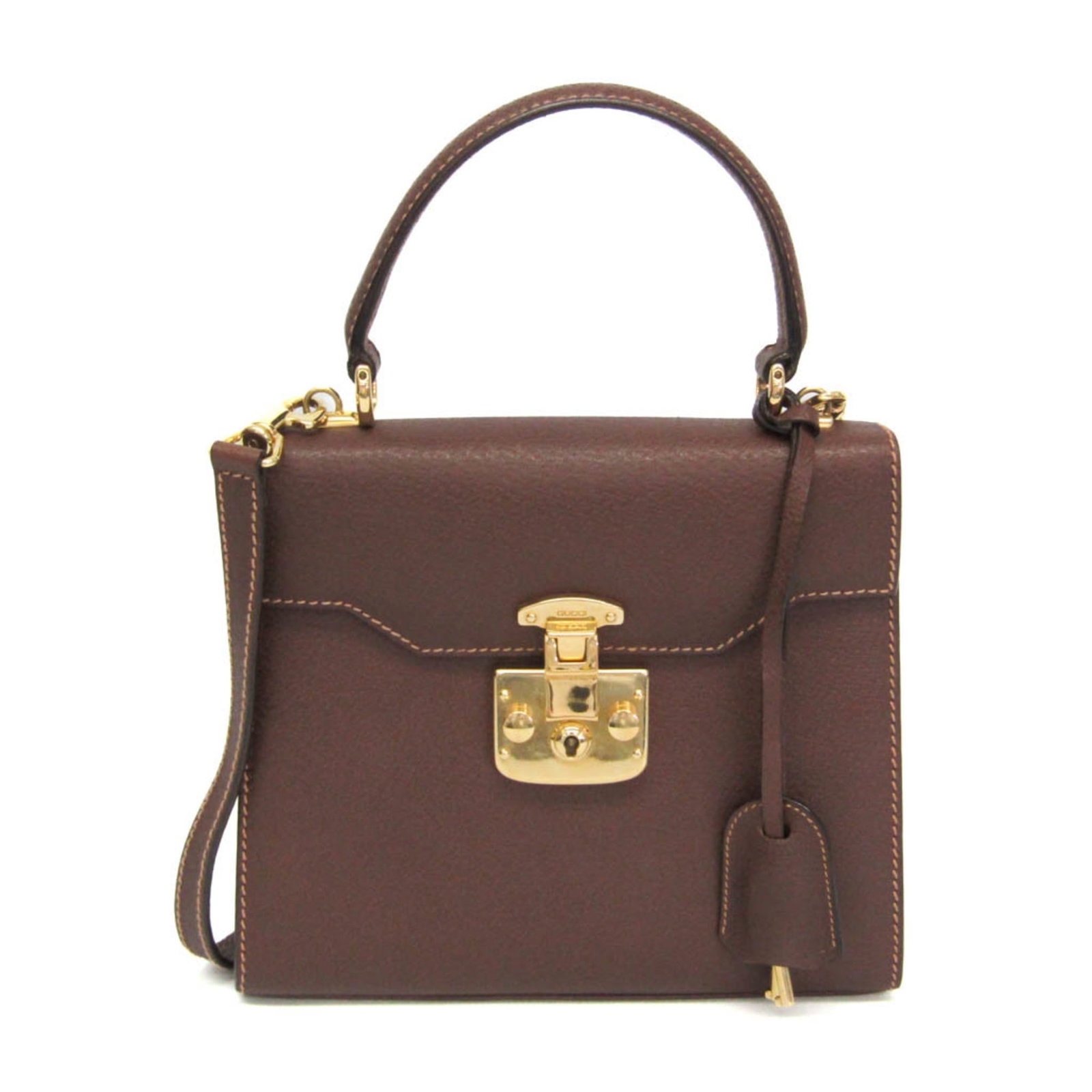 Gucci Handbag Shoulder Bag Leather: Gucci Handbag Shoulder Bag Leather The Gucci Lady Rock shoulder bag features a rich brown leather exterior with a push lock closure and an inner zipper pocket for added convenience. With its sturdy 10