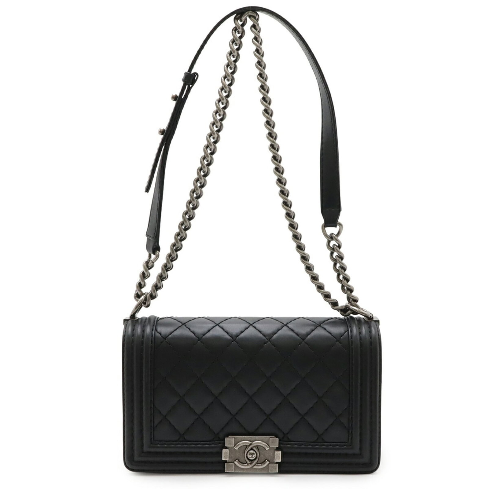 Shoulder Bag Leather Chanel: Shoulder Bag Leather Chanel Black leather shoulder bag from Chanel, measuring 15cm x 25cm x 7cm. Comes with dust bag for protection and storage. A classic design in high-quality leather. Item Specific