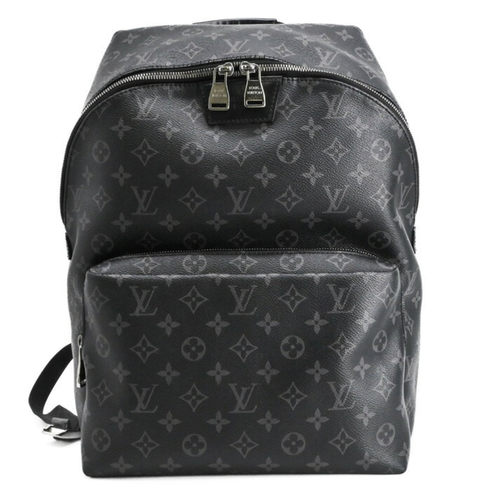 Monogram Eclipse Louis Vuitton Backpack: Monogram Eclipse Louis Vuitton Backpack Monogram Eclipse Louis Vuitton Backpack in Black. This sleek backpack features the iconic Monogram Eclipse pattern, showcasing the brand's signature style. Meas