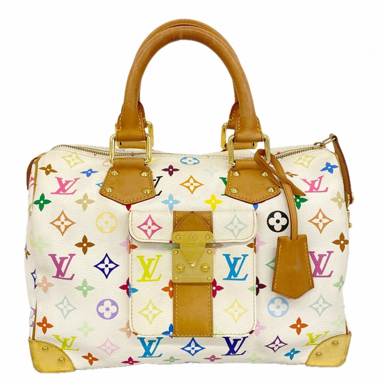 Louis Vuitton Handbag: Louis Vuitton Handbag Blanc Louis Vuitton handbag, measuring 20cm x 30cm x 18cm, offers sleek and sophisticated style with its classic design. The bag's clean lines and timeless aesthetic make it a