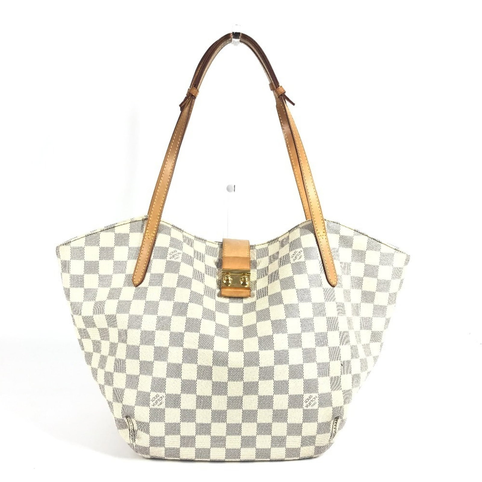 Louis Vuitton Shoulder Bag Tote Bag Damier Azur: Louis Vuitton Shoulder Bag Tote Bag Damier Azur The Louis Vuitton Damier Azur Tote Bag boasts its iconic Damier Azur pattern in a striking combination with white accents, showcasing the brand's