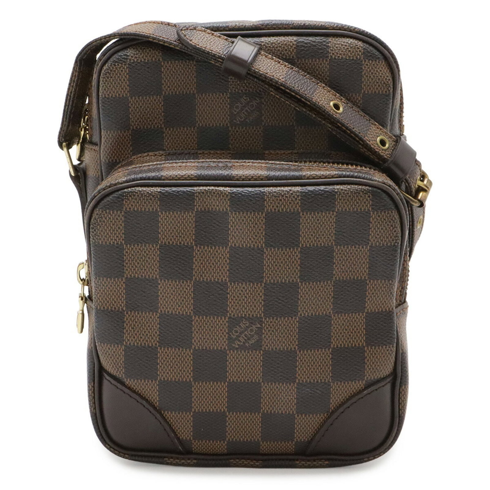 Louis Vuitton Shoulder Bag PVC: Louis Vuitton Shoulder Bag PVC Brown, Damier Canvas, and White PVC shoulder bag with classic Louis Vuitton design. This stylish bag features the iconic Monogram pattern in a striking combination of