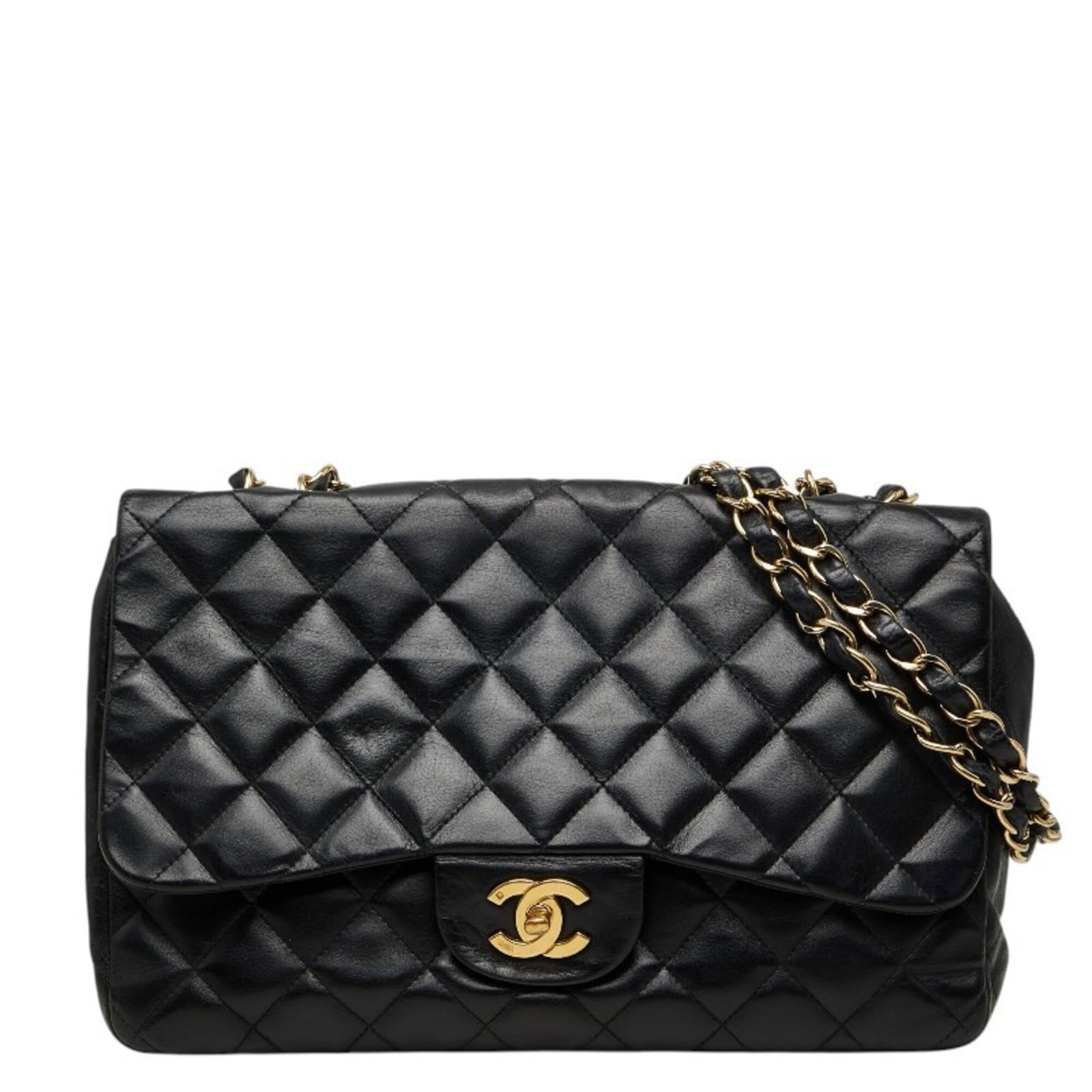 Shoulder Bag Leather Chanel: Shoulder Bag Leather Chanel Chanel's iconic shoulder bag is crafted from luxurious lambskin leather, featuring a sleek black and gold design. Measuring 20cm x 30cm x 8cm, this stylish accessory