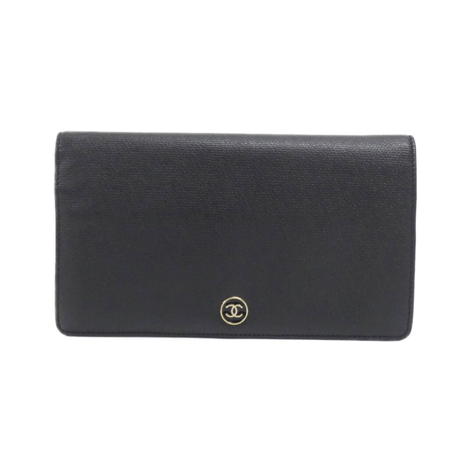 Chanel Long Wallet (Bi-Fold) Leather: Chanel Long Wallet (Bi-Fold) Leather Calfskin leather construction provides durability and sophistication. The bi-fold design offers ample storage space, making it a practical choice for everyday use.