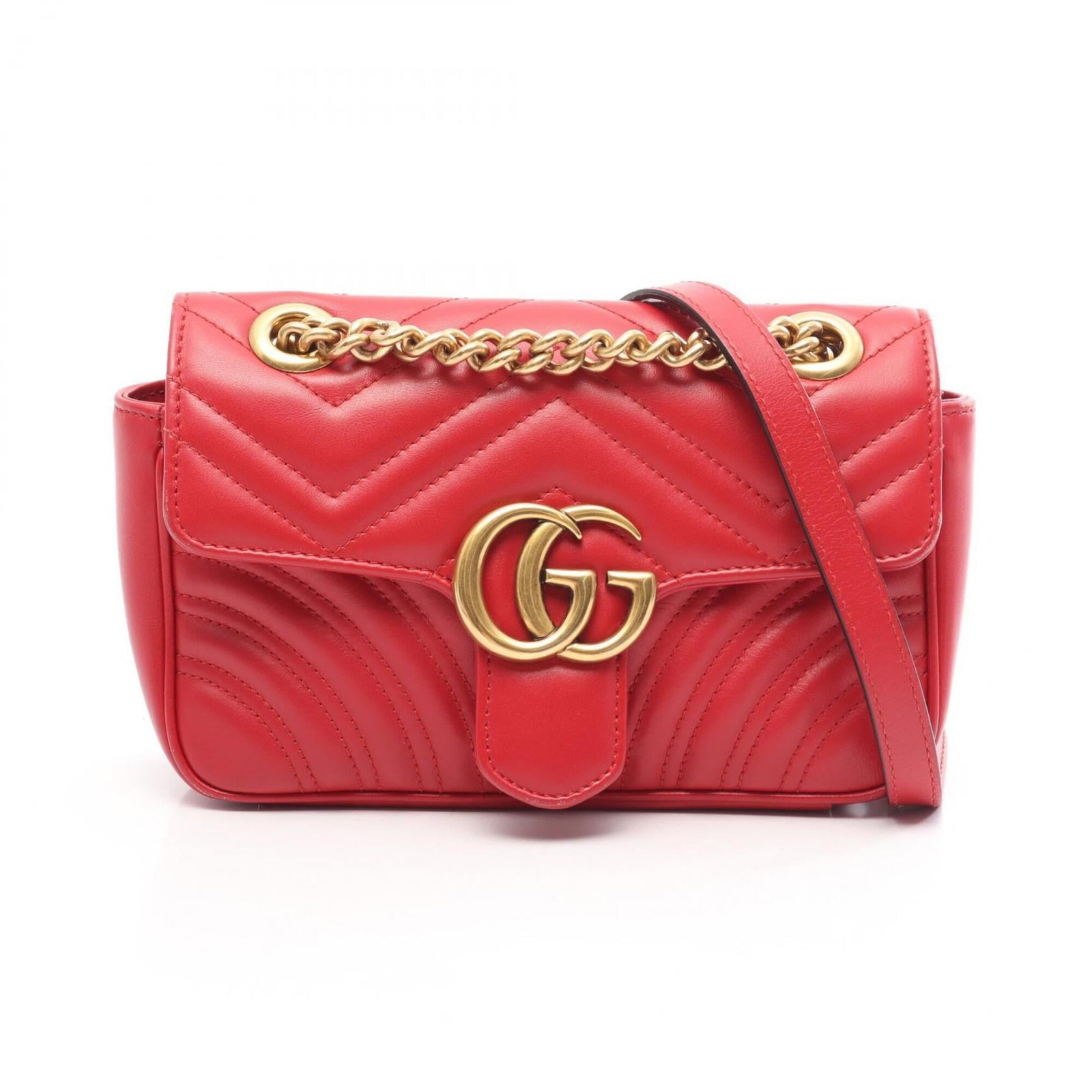 Gucci Handbag Shoulder Bag Leather: Gucci Handbag Shoulder Bag Leather Red leather shoulder bag from Gucci, measuring 14cm x 21cm x 6cm. This handbag features classic design with a bold red color. Made from high-quality leather, it