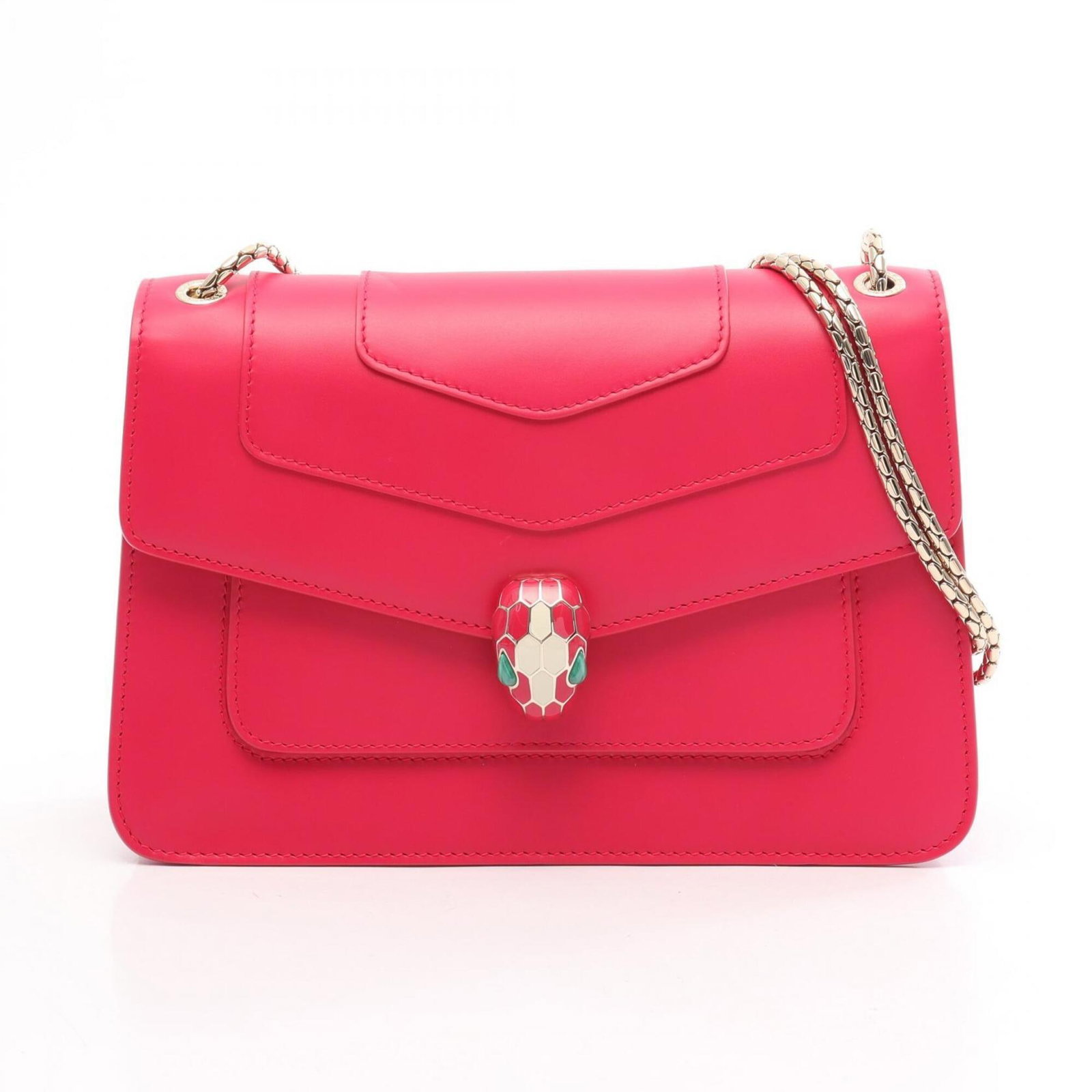 Bvlgari leather shoulder bag handbag: Bvlgari leather shoulder bag handbag Pink Bvlgari leather shoulder bag with classic design, measuring 16cm x 25cm. Made from high-quality leather, this stylish handbag features a signature that bears