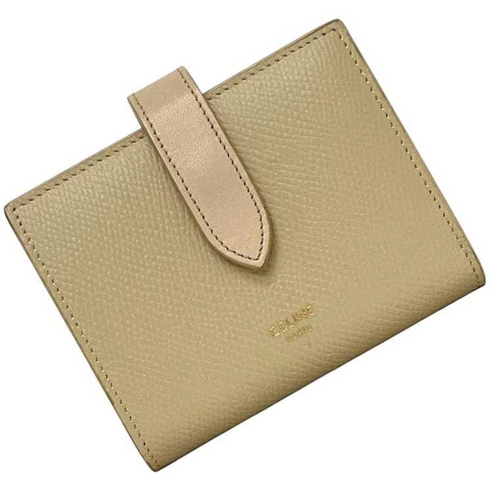 Leather Bi Fold Wallet: Leather Bi Fold Wallet Celine MPN 10H263BRU.03LW Leather Bi Fold Wallet in Beige and Cream Colors, Made from High-Quality Leather, with a Size of 8.7cm x 10.5cm x 2.7cm / 3.42'' x 4.13'' x 1.06''. Ite
