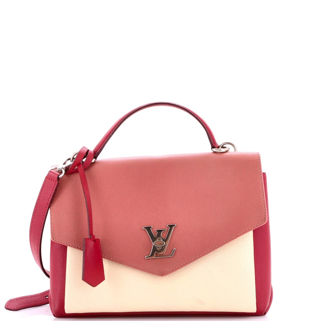 Mylockme Louis Vuitton Leather Handbag: Mylockme Louis Vuitton Leather Handbag Touched up base corners and minor scuffs add character to this Louis Vuitton leather handbag, which features a neutral exterior with pink accents. The bag