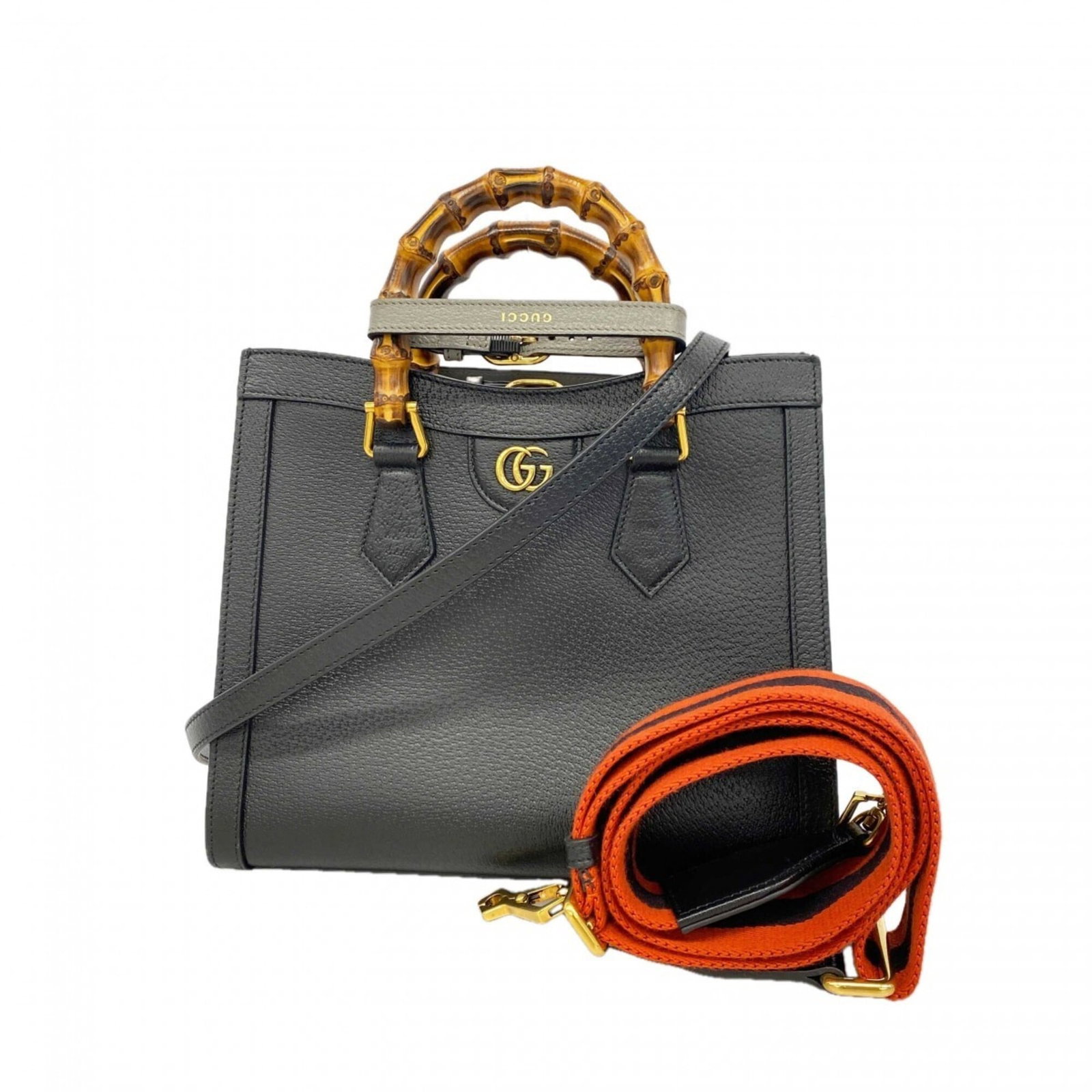 Gucci Handbag Leather: Gucci Handbag Leather Black Gucci leather handbag with gold hardware, measuring 22cm x 27cm x 10.5cm. This stylish bag features a classic design and premium leather construction. The signature on the