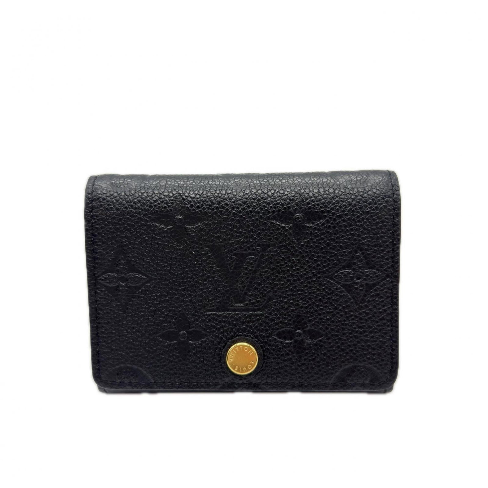 Case Business Card Vuitton Leather: Case Business Card Vuitton Leather Black Monogram Empreinte Calf Leather Business Card Case. Made from high-quality calf leather, this sleek case features the iconic Louis Vuitton monogram pattern and