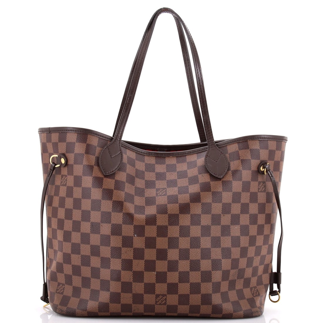 Louis Vuitton Neverfull Tote Damier MM: Louis Vuitton Neverfull Tote Damier MM Brown Louis Vuitton Neverfull Tote Damier MM in excellent condition, featuring creases on the exterior and minor cracking on the handles. The interior boasts a