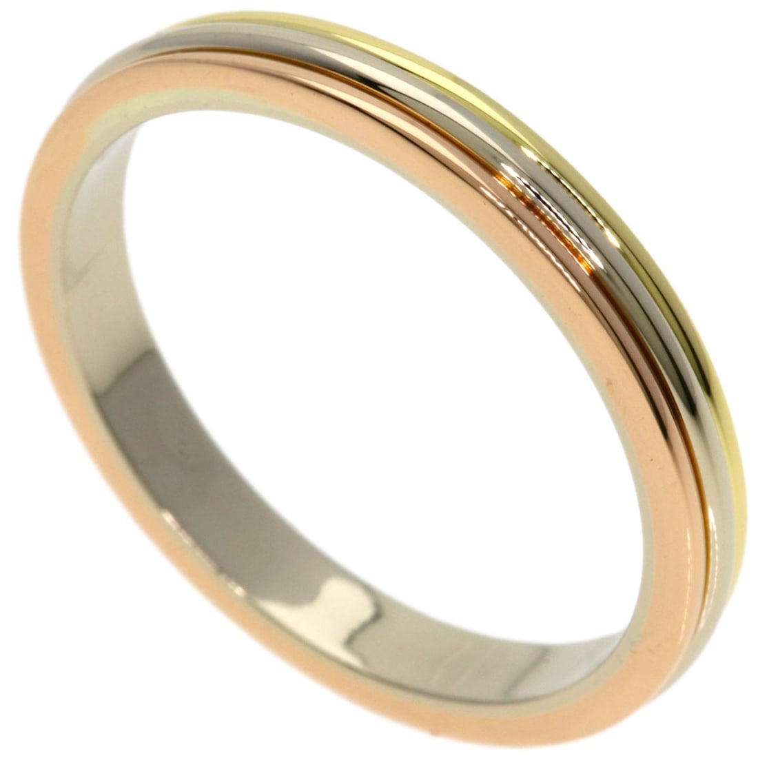 Cartier Three Colors # 58 Ring K18 Yellow Gold 18K Pink Gold: Cartier Three Colors # 58 Ring K18 Yellow Gold 18K Pink Gold K18 Yellow Gold and 18K Pink Gold blend in this striking Cartier ring, showcasing the brand's signature three-color design. The K18 yellow 