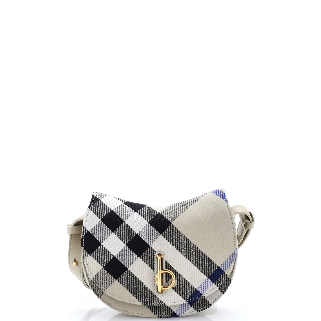 Rocking Horse Bag with Leather Jacquard Mini Burberry Check Shoulder: Rocking Horse Bag with Leather Jacquard Mini Burberry Check Shoulder Rocking Horse Bag with Leather Jacquard Mini Burberry Check Shoulder features a neutral exterior and interior, paired with gold har