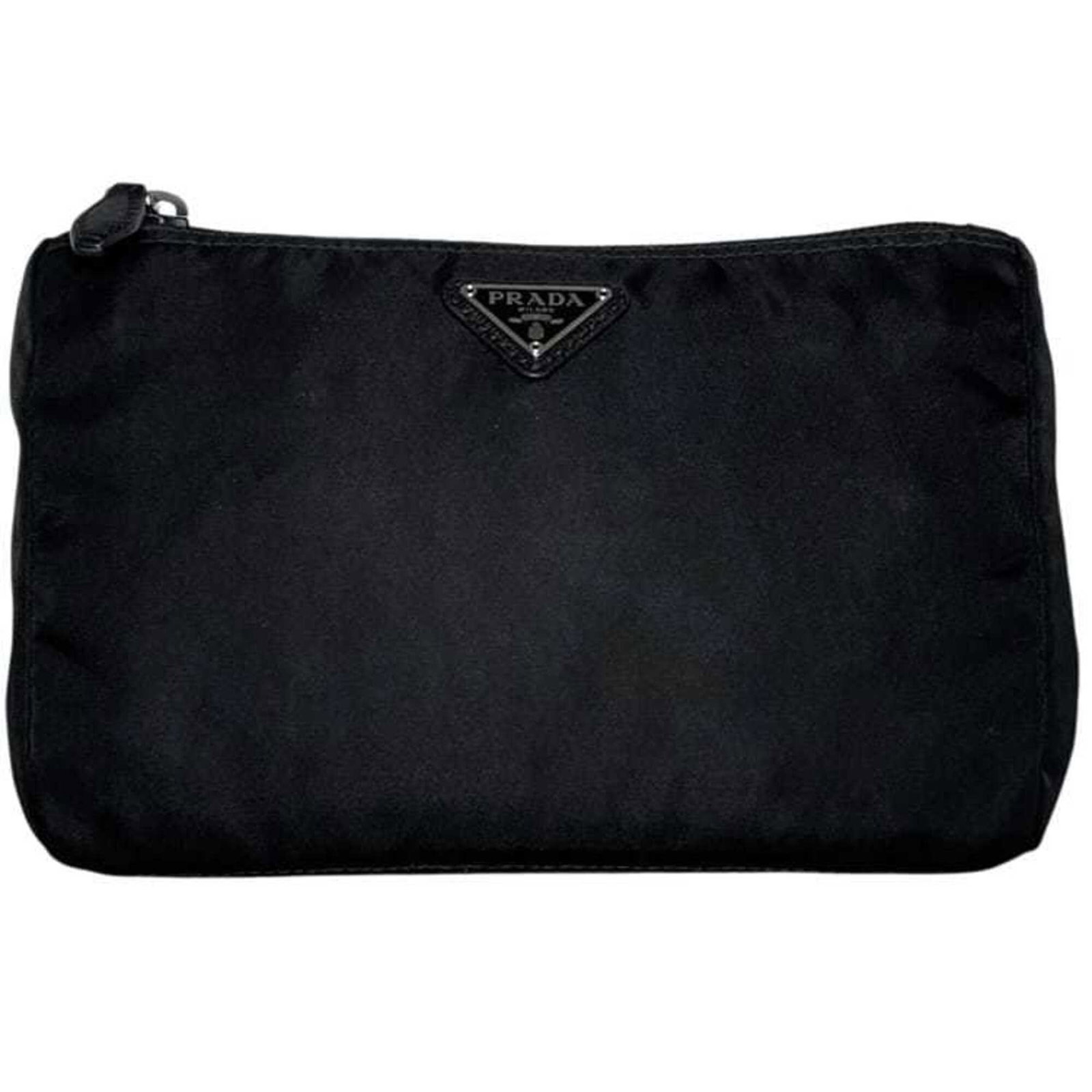Nylon Pouch Prada: Nylon Pouch Prada Nylon pouch from Prada, made from durable nylon material in black (Nero) color. Measuring 13cm x 20cm x 7.5cm, it features a sleek design with a compact size that fits easily in a