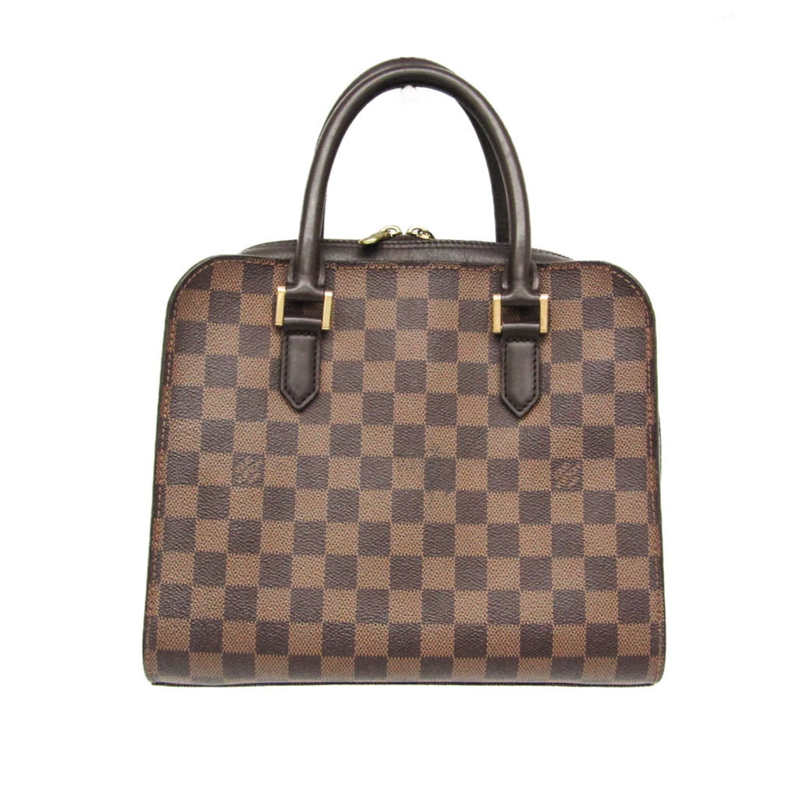 Damier Canvas Handbag Louis Vuitton: Damier Canvas Handbag Louis Vuitton Damier canvas in Ebene, the iconic Louis Vuitton pattern, adds a touch of timeless elegance to this Triana handbag. With its spacious zipper pocket and open outer p