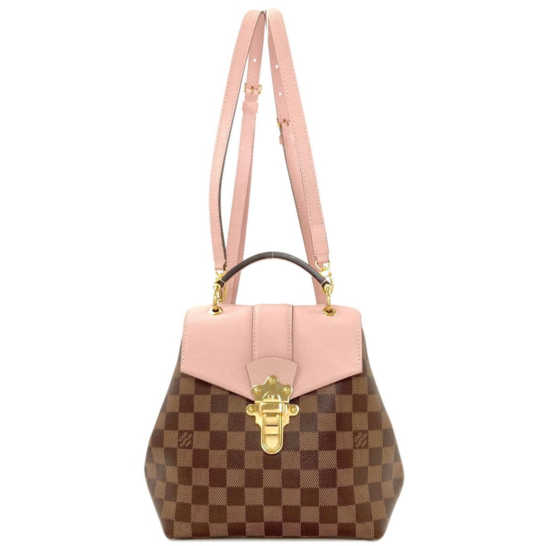 Canvas Backpack Damier Clapton Louis Vuitton N42262: Canvas Backpack Damier Clapton Louis Vuitton N42262 Pink Damier canvas backpack from LOUIS VUITTON, featuring the iconic A* Daypack style. This classic design combines timeless elegance with a touch