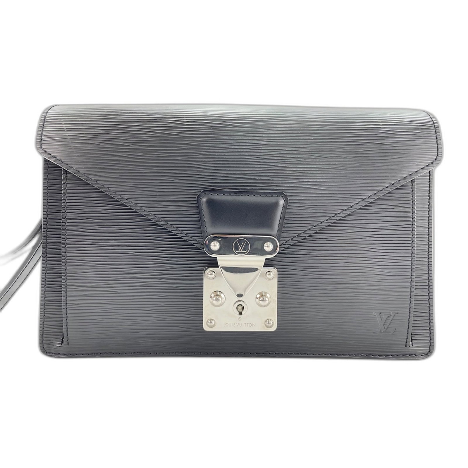 Clutch Louis Vuitton Pochette Bag: Clutch Louis Vuitton Pochette Bag Black Louis Vuitton Pochette Clutch Bag with sleek dimensions (15cm x 24cm x 5cm) and classic design, perfect for a stylish evening look. This iconic bag features the