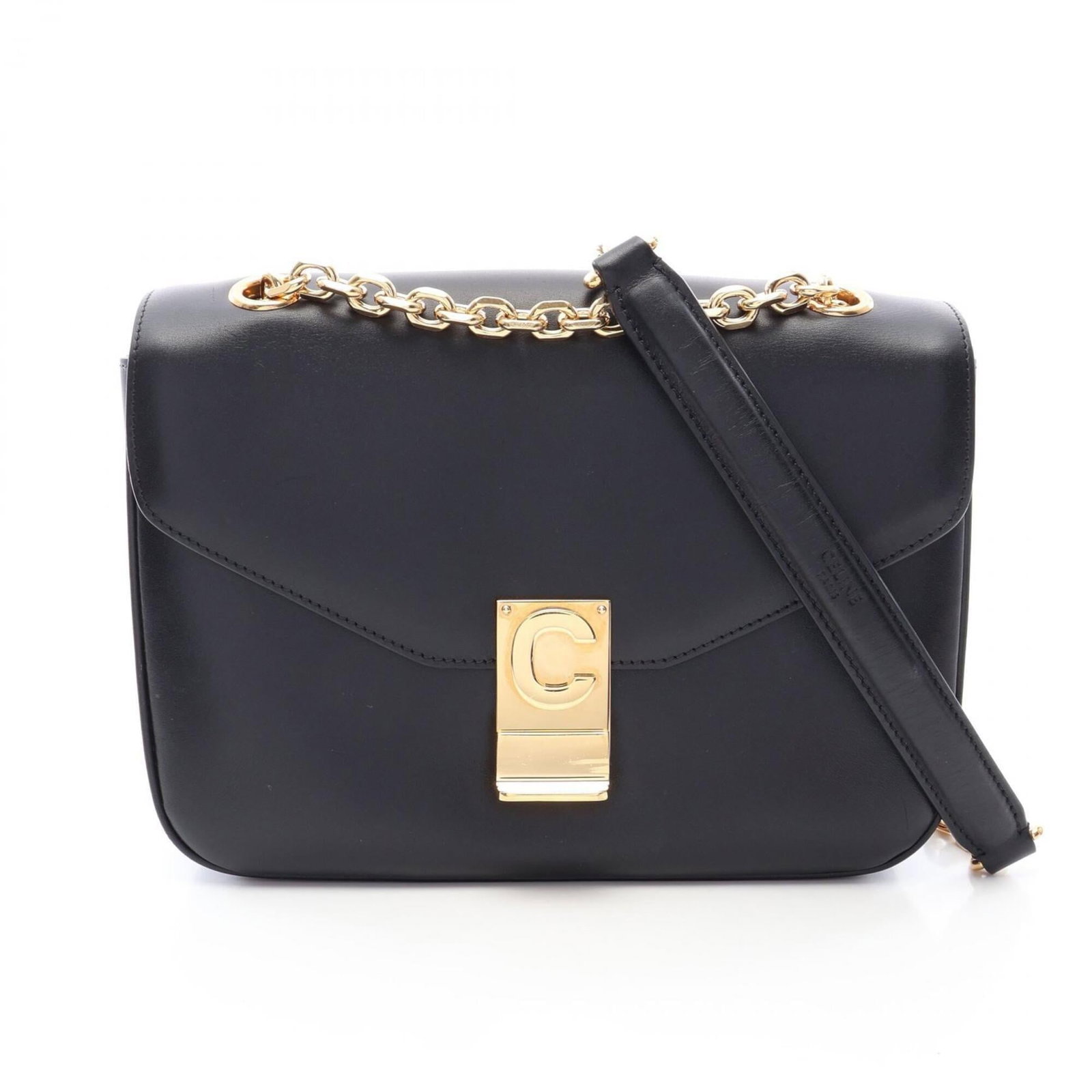 Celine Handbag Shoulder Bag Leather: Celine Handbag Shoulder Bag Leather Black Celine Leather Shoulder Bag, 15cm x 21.5cm in size, features high-quality leather construction. The bag boasts a sleek design with clean lines and a classic s